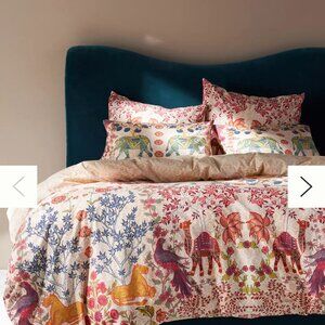 Anthropologie Full Size Duvet and Shams (2), Organic Cotton Matteo Desert Garden